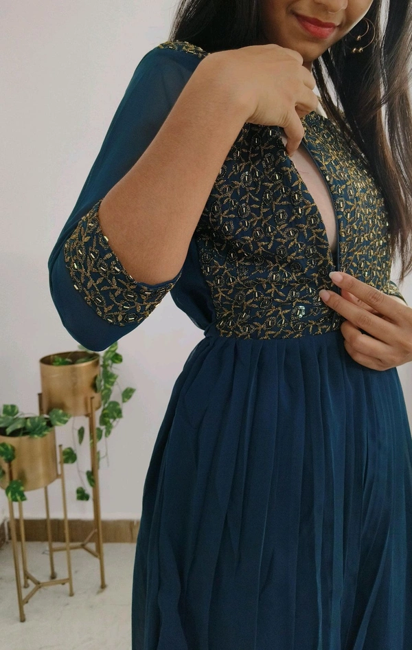 Embroidery green -Georgette Party Wear - San Juan, XXL