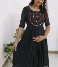 Black -Georgette Party Wear - XXL, Black