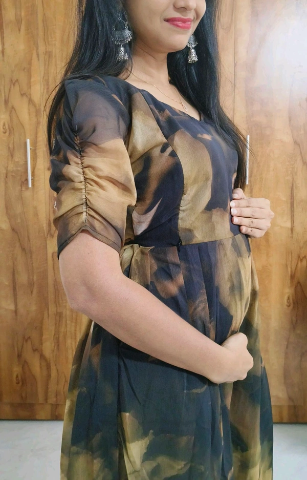 georgette Feeding kurti - XXL, Black