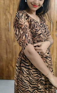 Animal Print-georgette Feeding kurti - L, Nutmeg Wood Finish