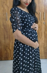 Black Polka-Georgette Feeding kurti - L, Black