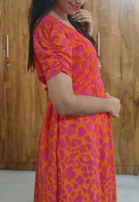 Orange Georgette Feeding Kurtii - M, International Orange