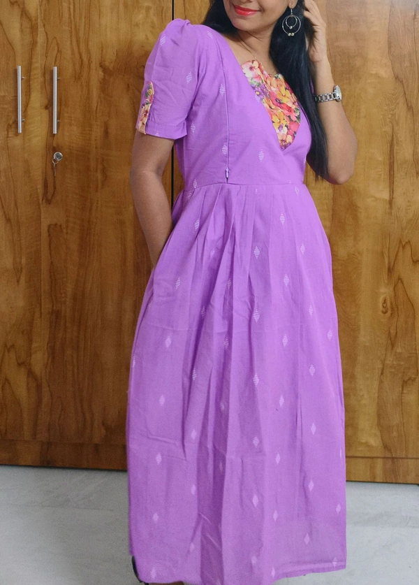 Lavander-Cotton Feeding Kurti - M, Lavender Magenta
