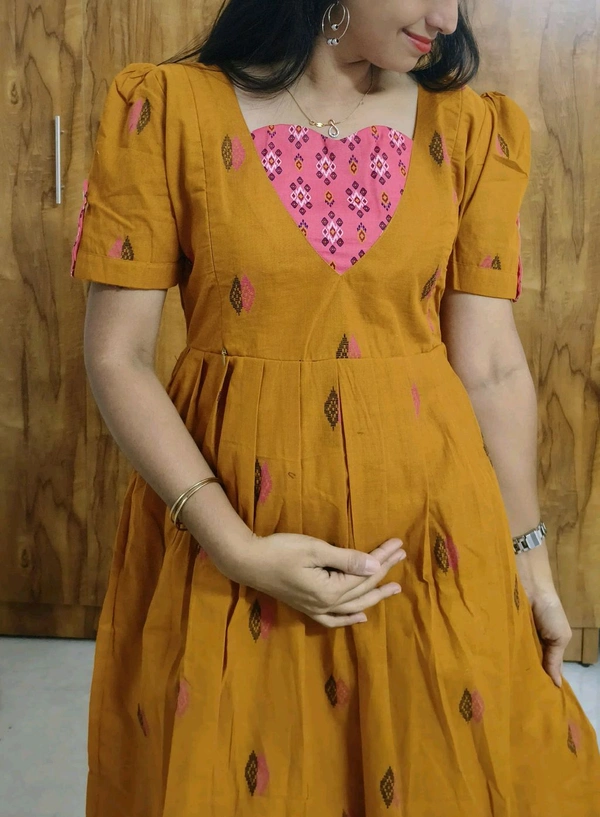 Mustard Yellow-Cotton Feeding Kurti - L, Tussock