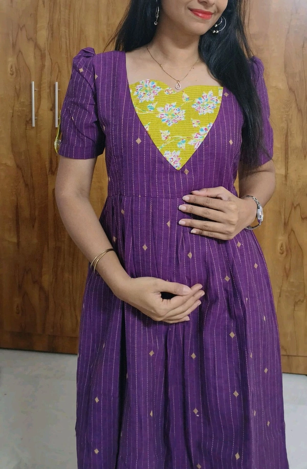 Violet-Cotton Feeding Kurti - M, Eminence