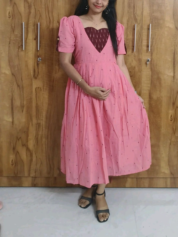 Peach-Cotton Feeding Kurti - XL, Tickle Me Pink