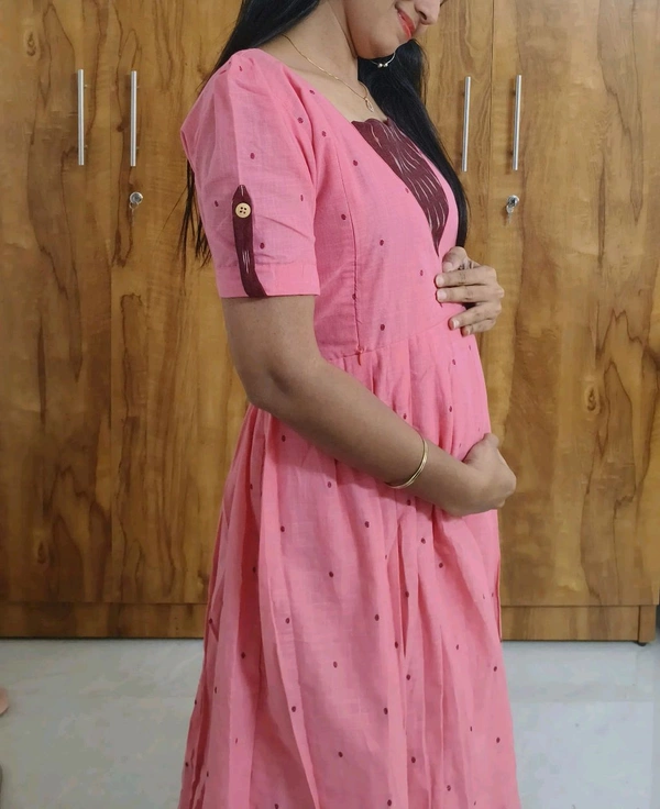 Peach-Cotton Feeding Kurti - XL, Tickle Me Pink
