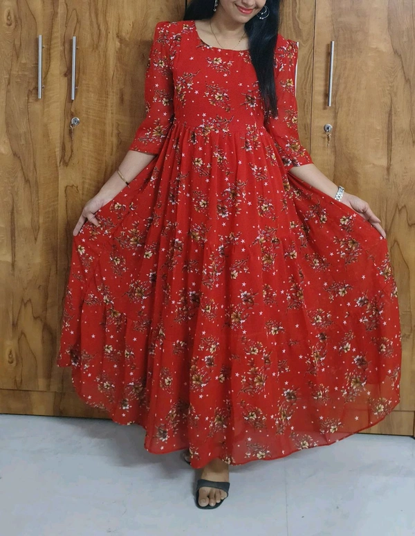 Red-georgette Maxi - Bright Red, XXL
