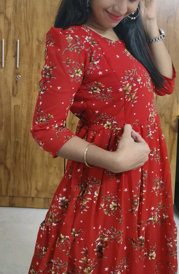 Red-georgette Maxi - Bright Red, XXL