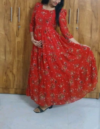 Red-georgette Maxi - Bright Red, XXL