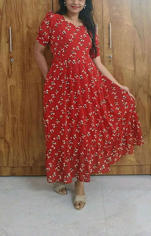 Cherry Red Georgette Feeding Kurti - M, Red Violet