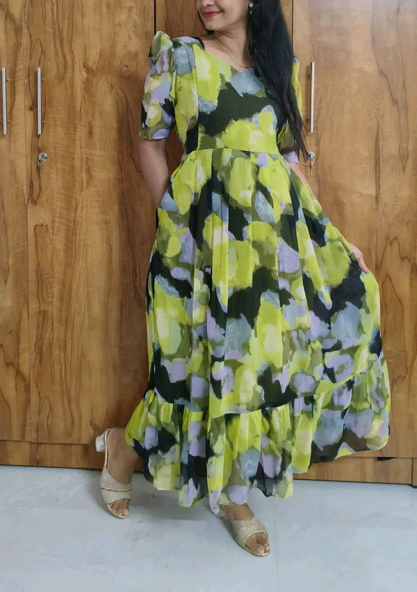 Light Green Georgette Feeding Maxi - XL