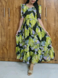 Light Green Georgette Feeding Maxi - XXL