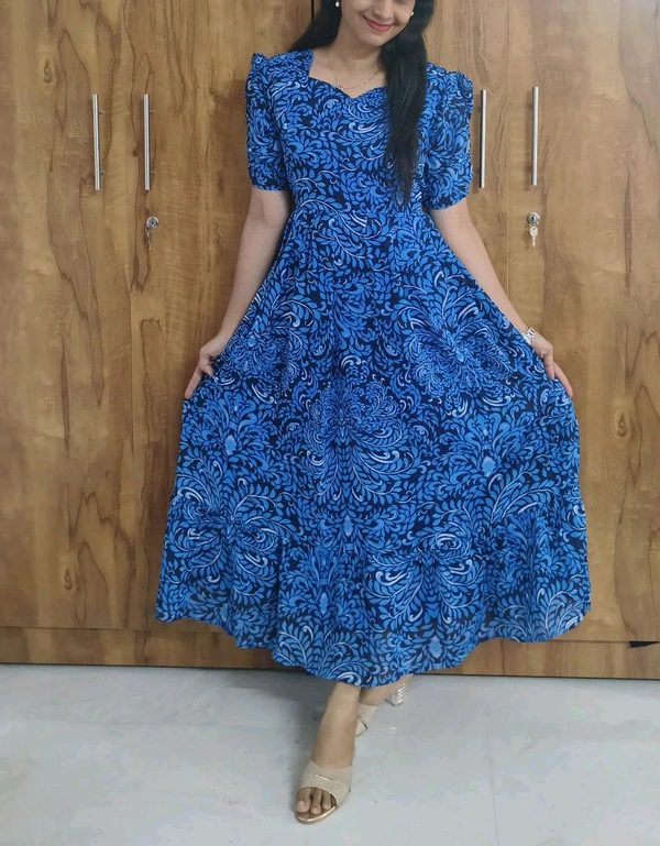 Blue Mandela Georgette Feeding Maxi - XL