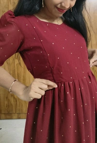 Maroon Dot-Georgette feeding maxi - XL