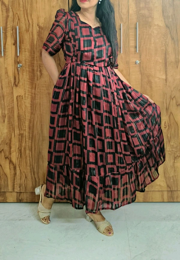 Maroon Box-Georgette feeding maxi - M