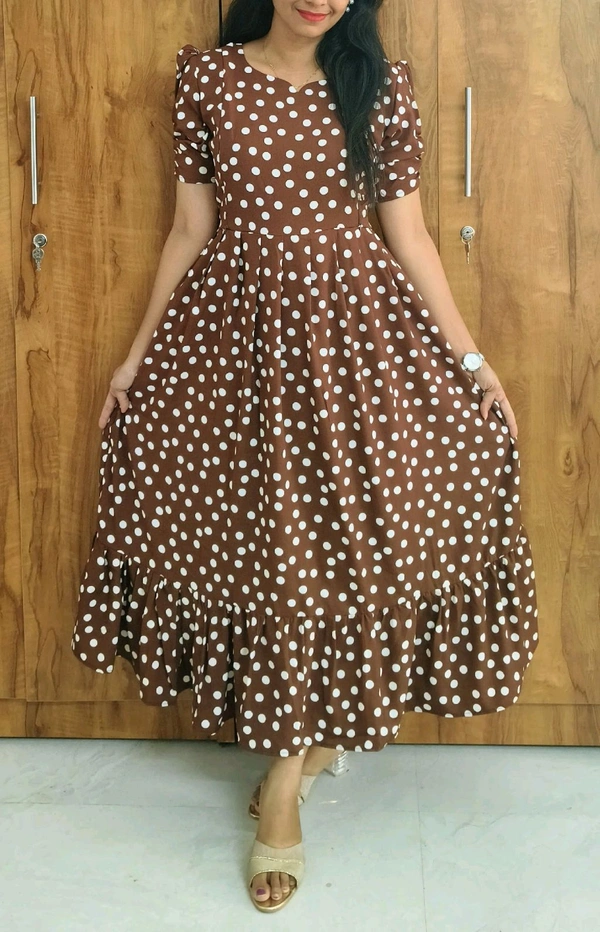Brown Polka-Georgette feeding maxi - XXL