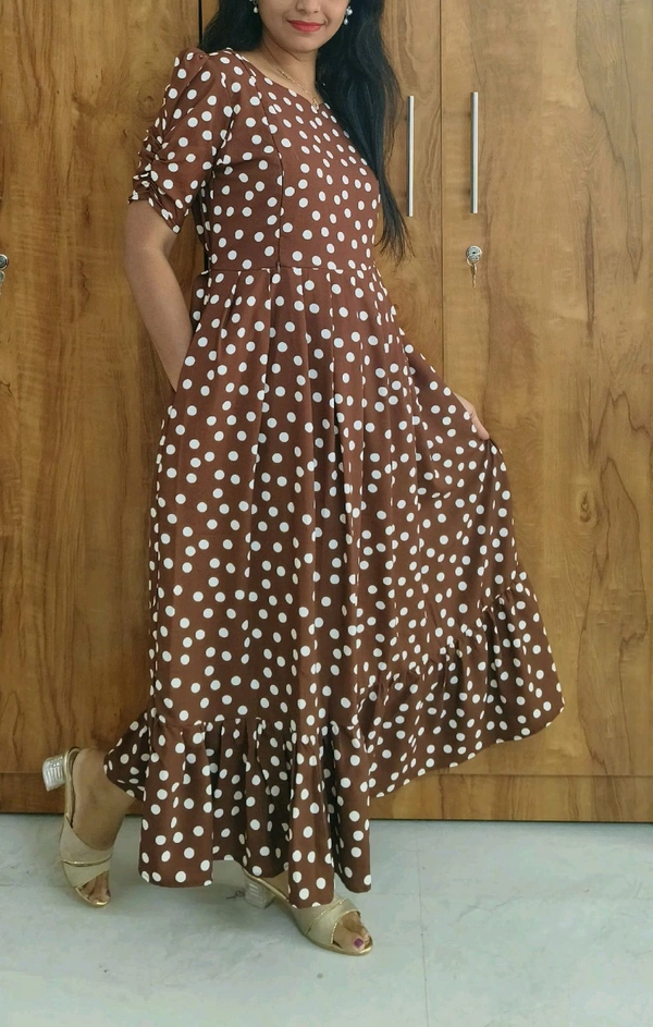 Brown Polka-Georgette feeding maxi - XXL