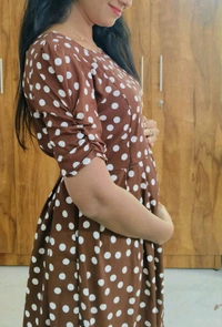 Brown Polka-Georgette feeding maxi - XXL