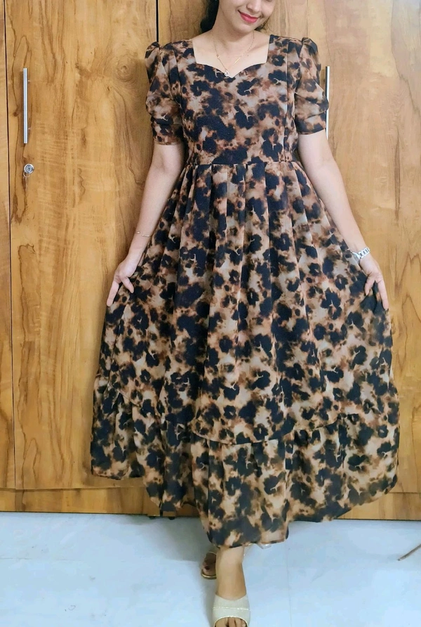 Animal Printed-Georgette feeding maxi - L