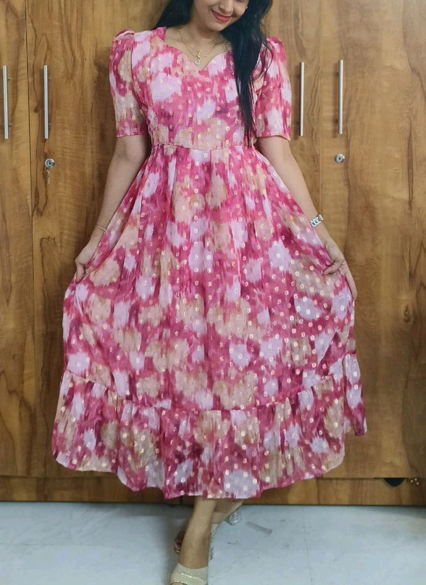 Pink Georgette feeding maxi - L