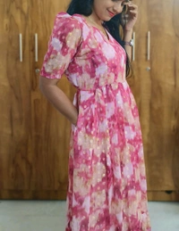 Pink Georgette feeding maxi - L