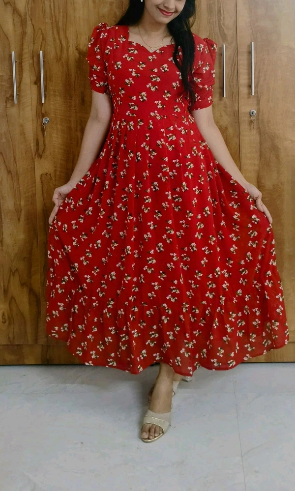 Cherry Red Georgette feeding maxi - L