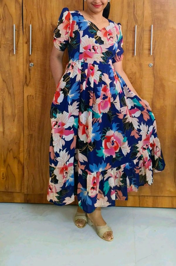 Multi Floral Georgette feeding maxi - M