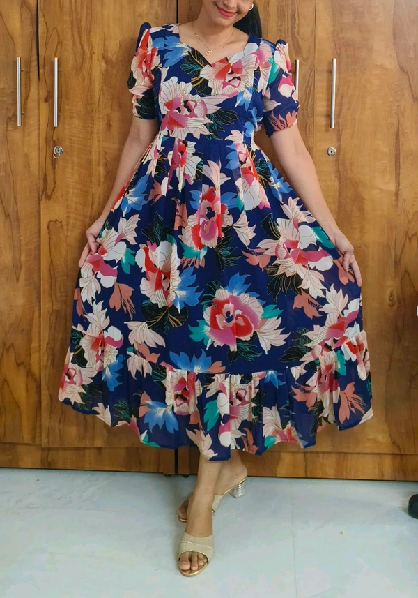 Multi Floral Georgette feeding maxi - 3XL