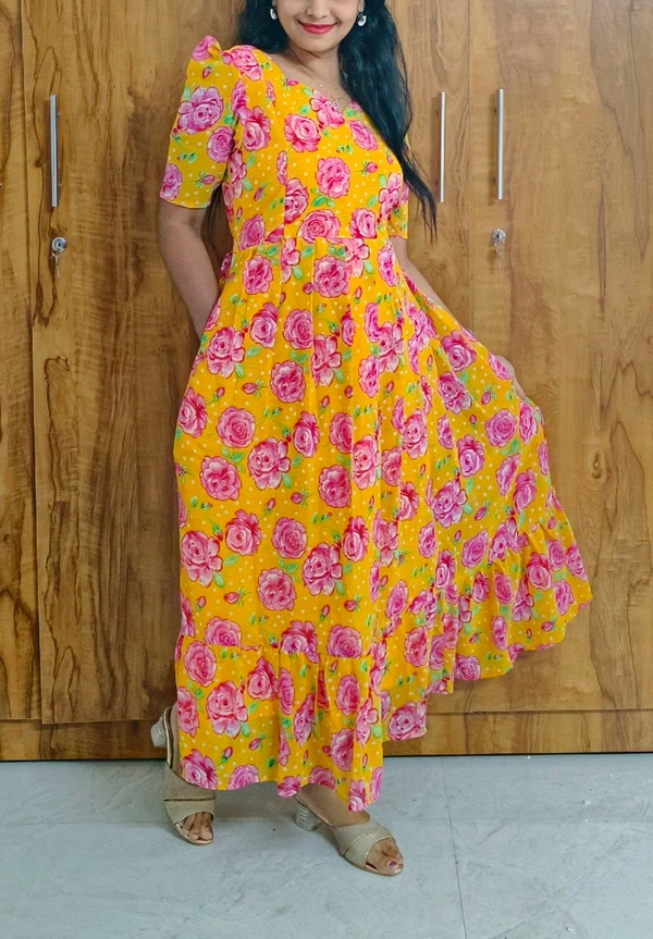 Yellow Georgette feeding maxi - - XL