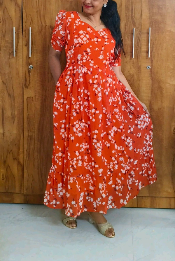 Orange Georgette feeding maxi - - XL - XXL