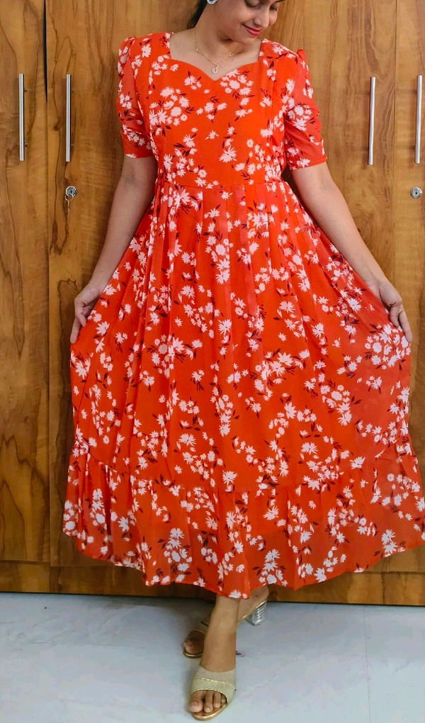 Orange Georgette feeding maxi - - XL - XXL