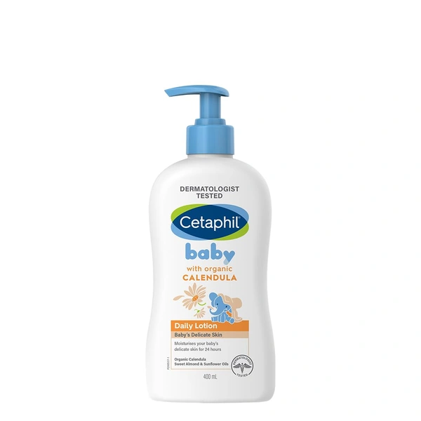 Cetaphil Baby Daily Moisturizing Lotion 400ml | with Organic Calendula Sweet Almond & Sunflower Oils | for Face & Body | For Baby's Delicate Skin | Paraben-free | Dermatologist-tested