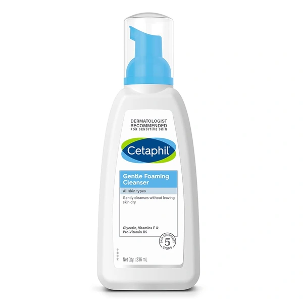 Cetaphil Gentle Foaming Cleanser - 236ml | Dermatologist Recommended Face Wash for All Skin Types | Enriched with Vitamin E and B5 | Paraben & Sulphate-Free