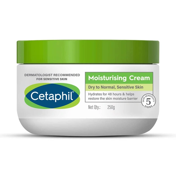 Cetaphil Moisturizing Cream, Dry to Normal, Sensitive Skin, 250 g  | Non-greasy, fast-absorbing formula