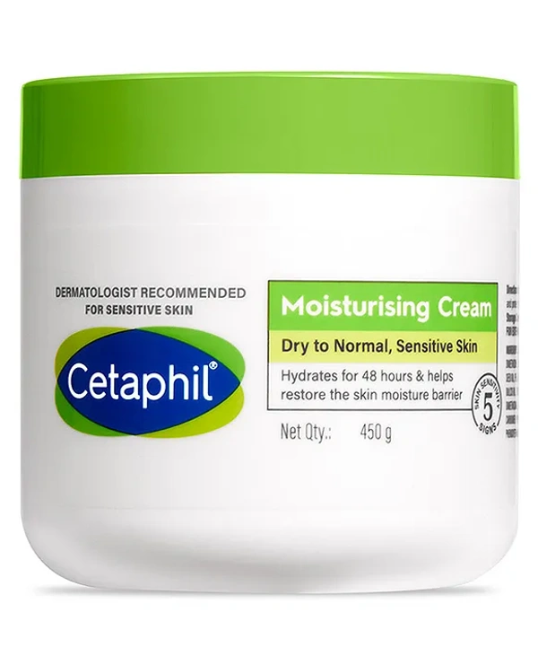 Cetaphil Moisturizing Cream, Dry to Normal, Sensitive Skin, 450 g  | Non-greasy, fast-absorbing formula