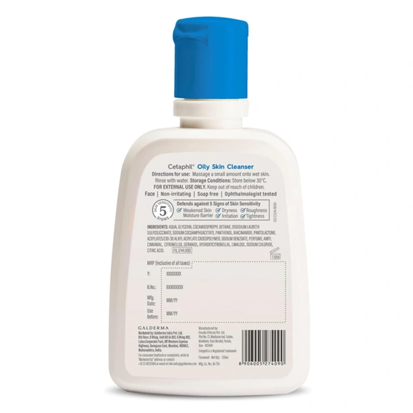 Cetaphil Oily Skin Cleanser - 125ml | Daily Face Wash for Oily and Acne-Prone Skin | Gentle Foaming Formula