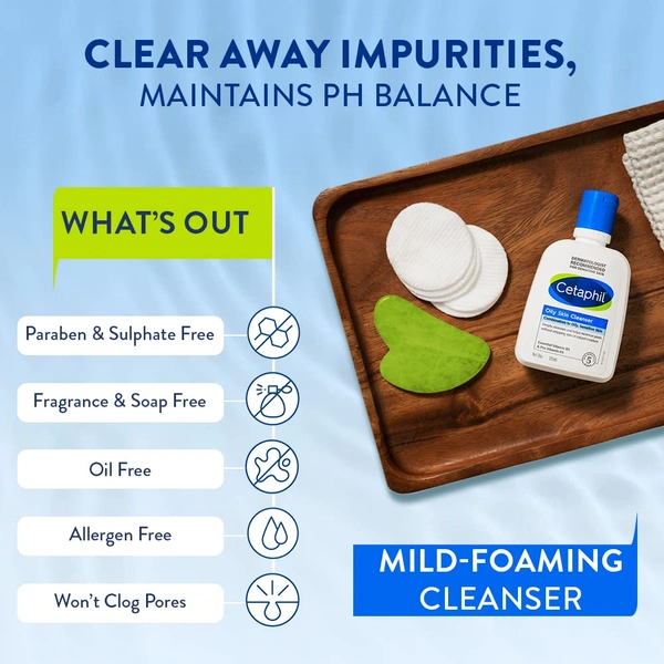 Cetaphil Oily Skin Cleanser - 125ml | Daily Face Wash for Oily and Acne-Prone Skin | Gentle Foaming Formula