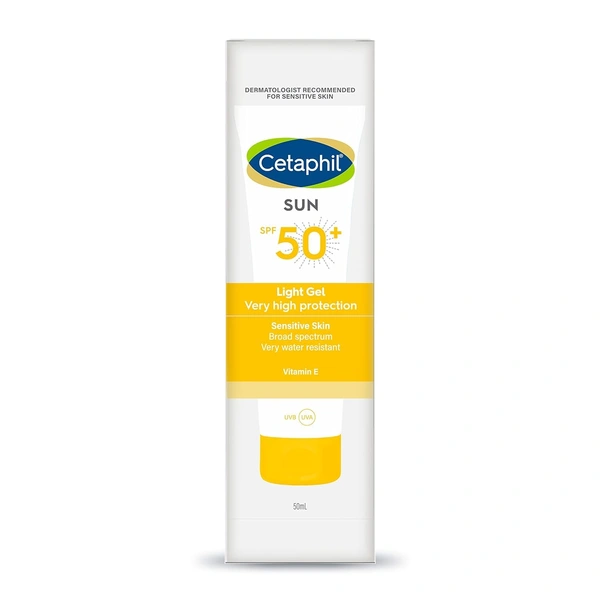 Cetaphil Sun SPF 50 Light Gel - 50ml | Very High Protection White Sunscreen | Non-Greasy Formula for Face | Dermatologist Recommended