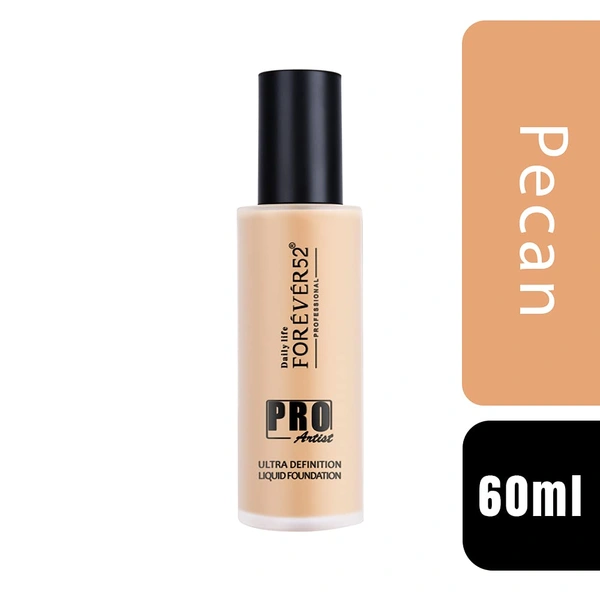 Forever52 Daily Life Pro Artist Ultra Definition Liquid Foundation Pecan-08 60ml | Professional Matte Foundation for Deep Skin Tones | Waterproof, Full Coverage & Long-Lasting Wear - 60ml