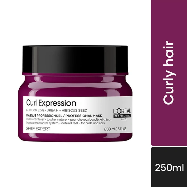 Loreal Professionnel Curl Expression Hair Mask 250ml For Curly & Coily Hair | Intense Moisturizing & Hydrating  | Deep Nourishment, Anti Frizz, Shine Boost, Salon Results