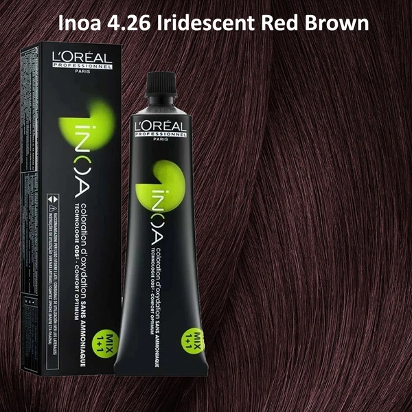 Loreal Professionnel INOA Hair Color 4.26 Iridescent Red Brown 60g Ammonia-Free Permanent Hair Dye Long-Lasting Shine Salon Professional