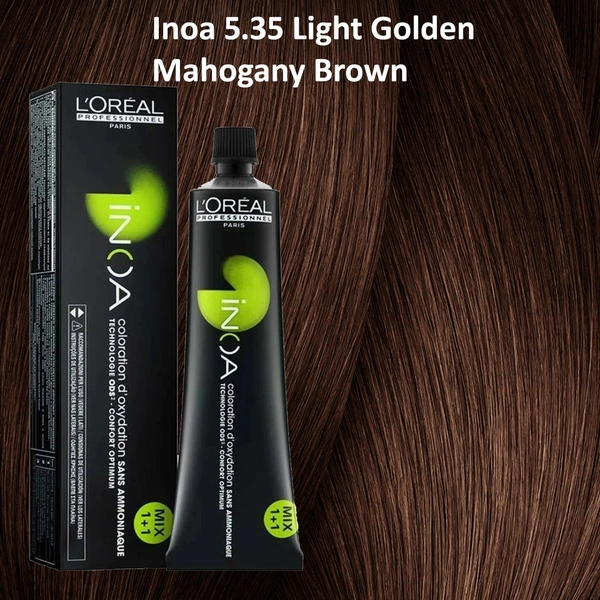 Loreal Professionnel INOA Hair Color 5.35 Light Golden Mahogany Brown 60g Ammonia-Free Permanent Hair Dye Long-Lasting Shine