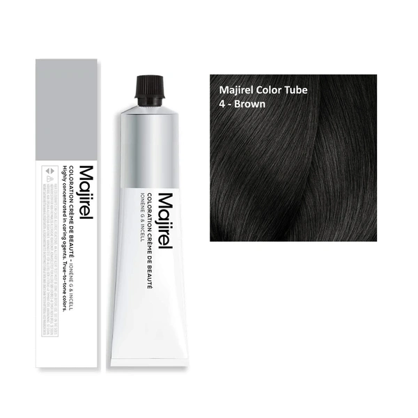 Loreal Professionnel Majirel Hair Color 4 Brown 60ml | Natural Brown Finish | Smooth Colour