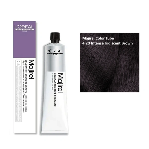 Loreal Professionnel Majirel Hair Color 4.20 Intense Iridescent Brown 60ml | Rich Intense Colour | Grey Coverage