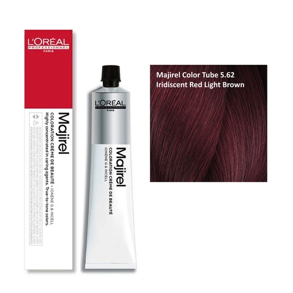 Loreal Professionnel Majirel Hair Color 5.62 Iridescent Red Light Brown 60ml | Vibrant Reflect Shine | Rich Tone