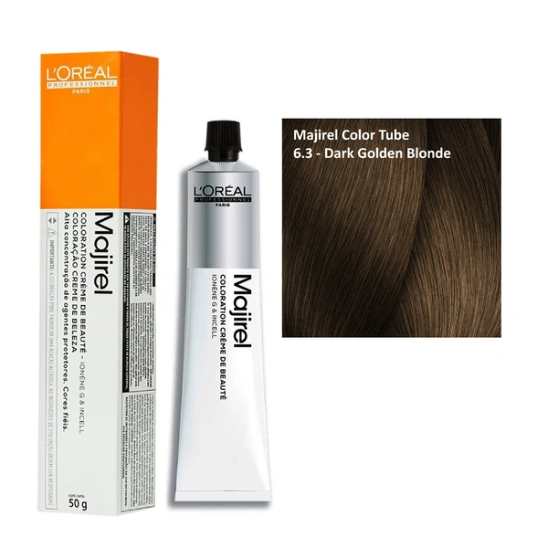 Loreal Professionnel Majirel Hair Color 6.3 Dark Golden Blonde 60ml | Professional Formula | Vibrant Shine