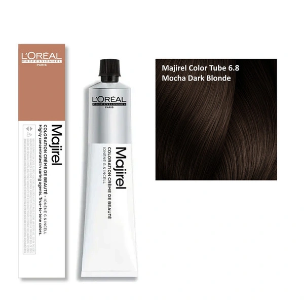 Loreal Professionnel Majirel Hair Color 6.8 Mocha Dark Blonde 60ml | Smooth Mocha Finish | Natural Shine