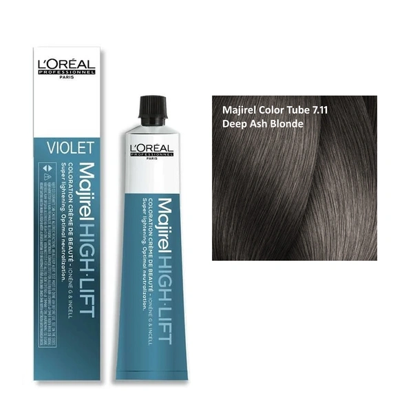 Loreal Professionnel Majirel Hair Color 7.11 Deep Ash Blonde 60ml | Deep Cool Ash Tone | Grey Coverage