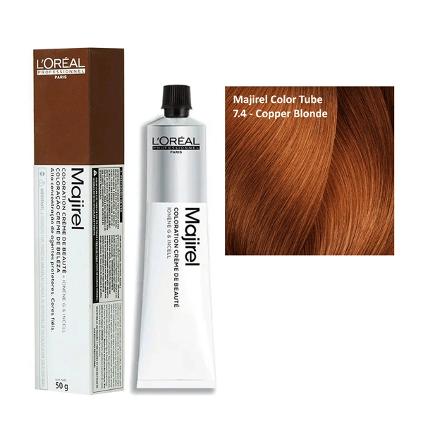 Loreal Professionnel Majirel Hair Color 7.4 Copper Blonde 60ml | Smooth & Vibrant Finish | Rich Copper Tone